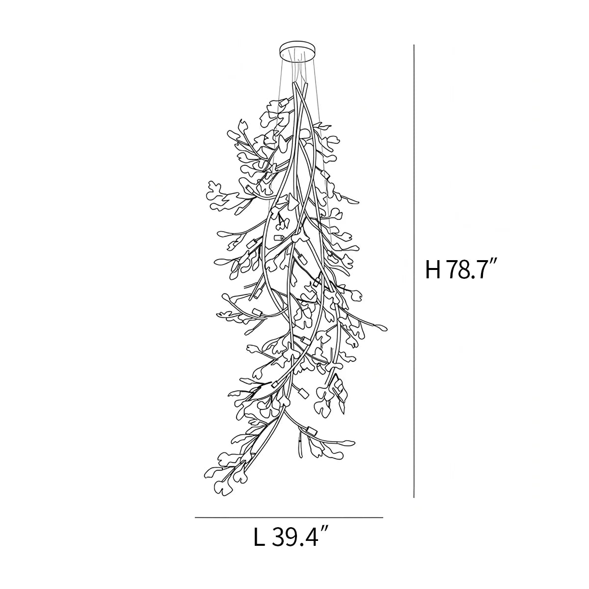 Ginkgo Long Branch Chandelier for High Ceiling