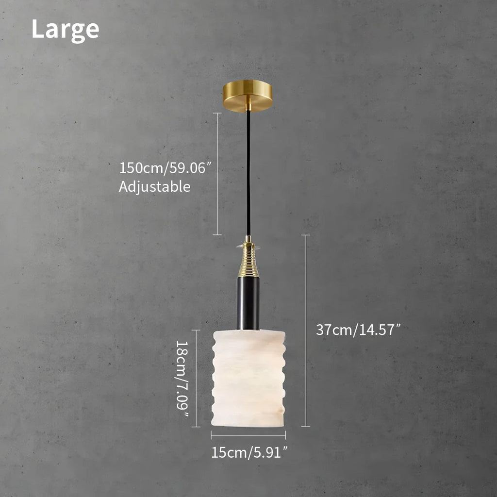 Cylindrical Spanish Alabaster Bedside Pendant Light