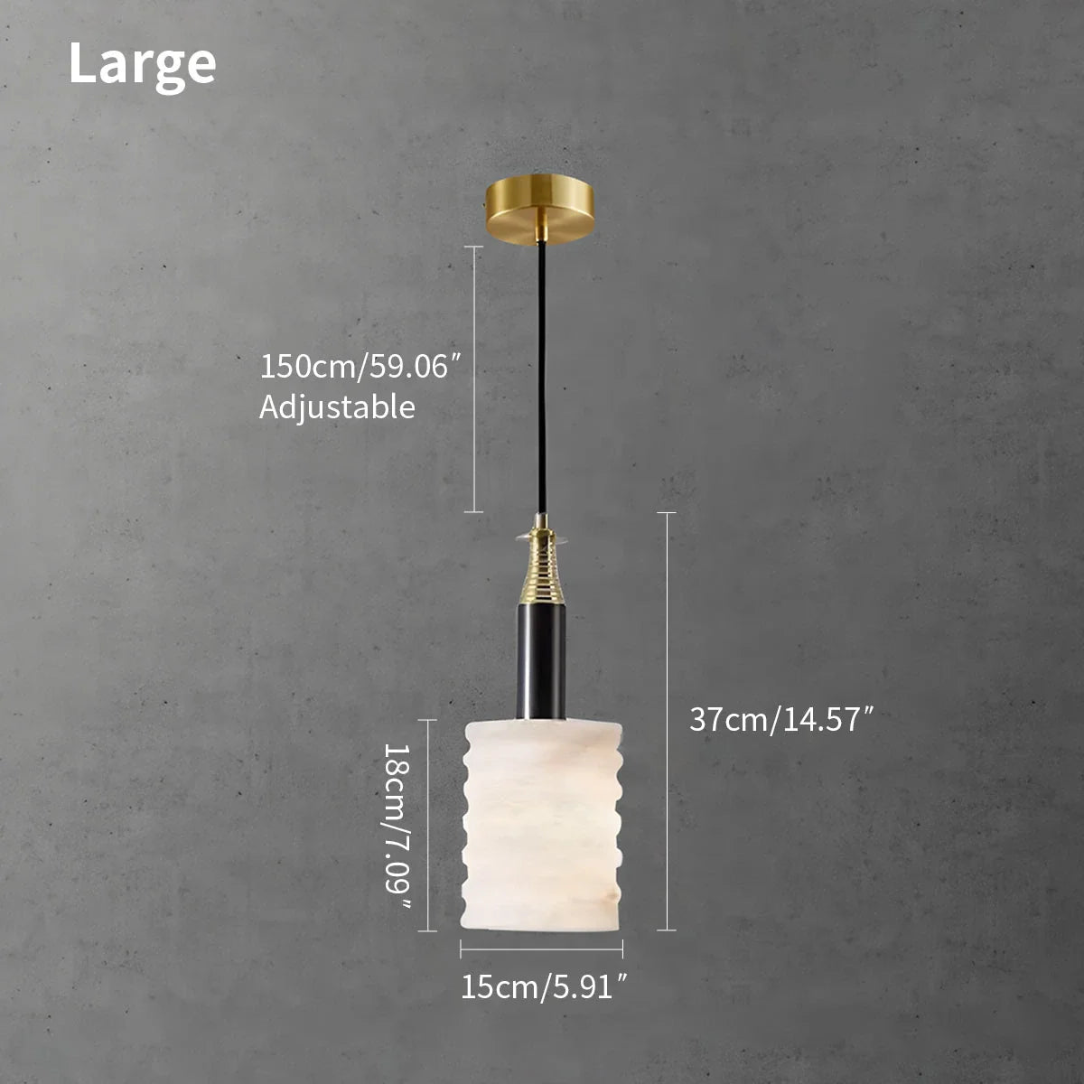Cylindrical Spanish Alabaster Bedside Pendant Light