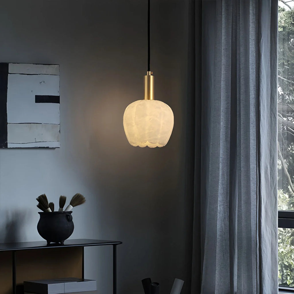 Flower Bud Shaped Spanish Alabaster Pendant Light