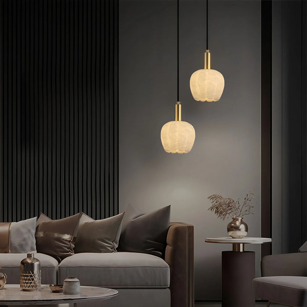 Flower Bud Shaped Spanish Alabaster Pendant Light