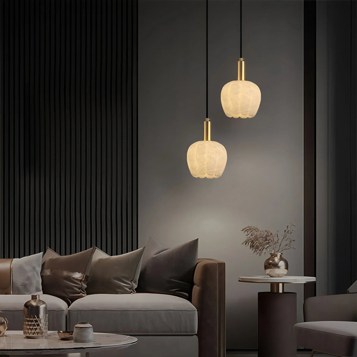 Flower Bud Shaped Spanish Alabaster Pendant Light
