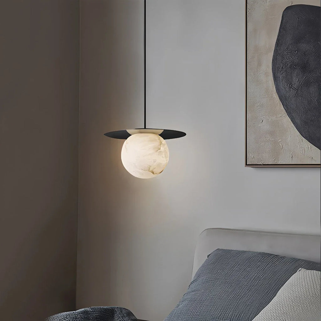 Haown Luxury Spherical Natural Spanish Alabaster Pendant Light