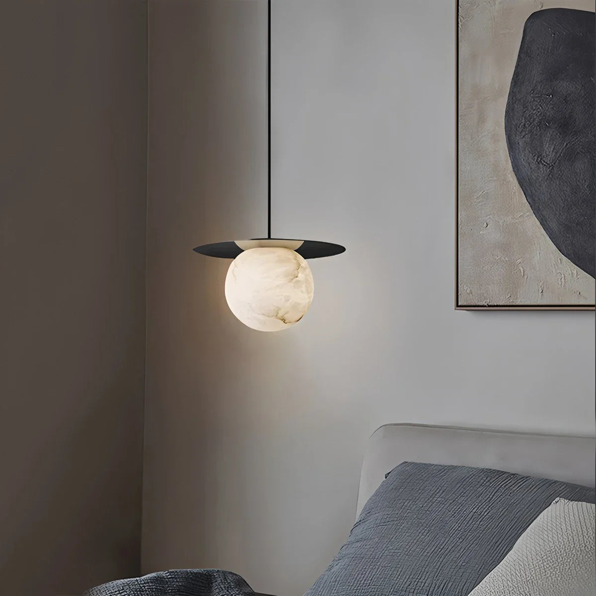 Haown Luxury Spherical Natural Spanish Alabaster Pendant Light