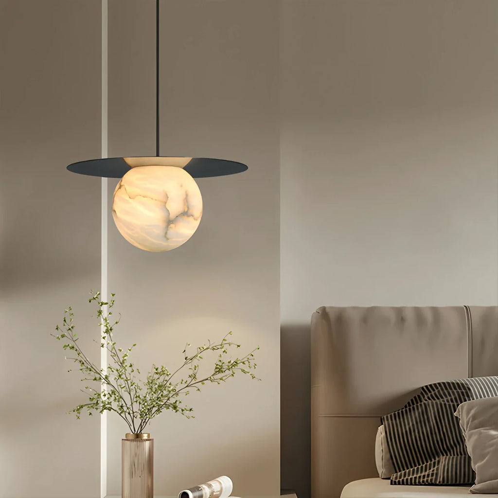 Haown Luxury Spherical Natural Spanish Alabaster Pendant Light