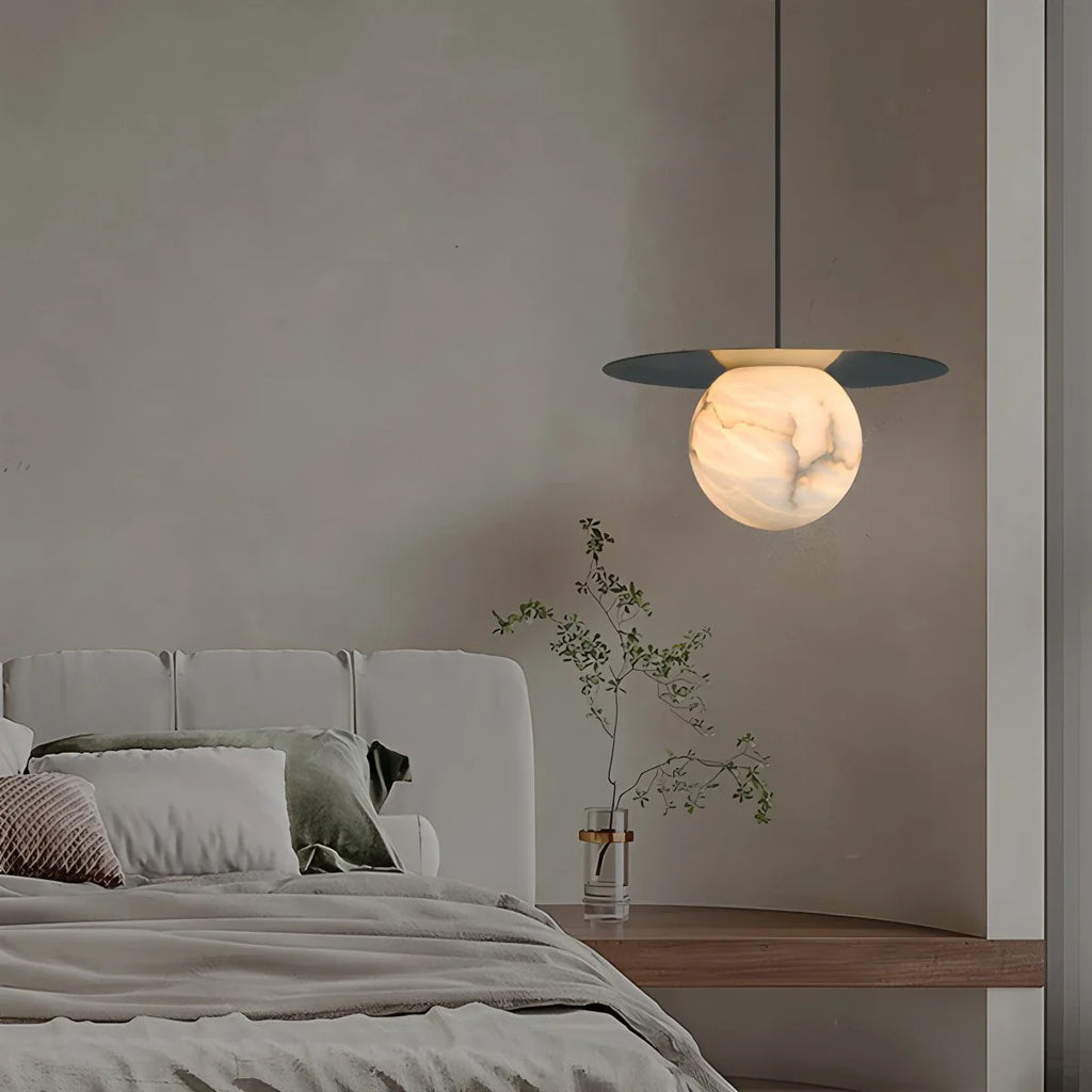 Haown Luxury Spherical Natural Spanish Alabaster Pendant Light