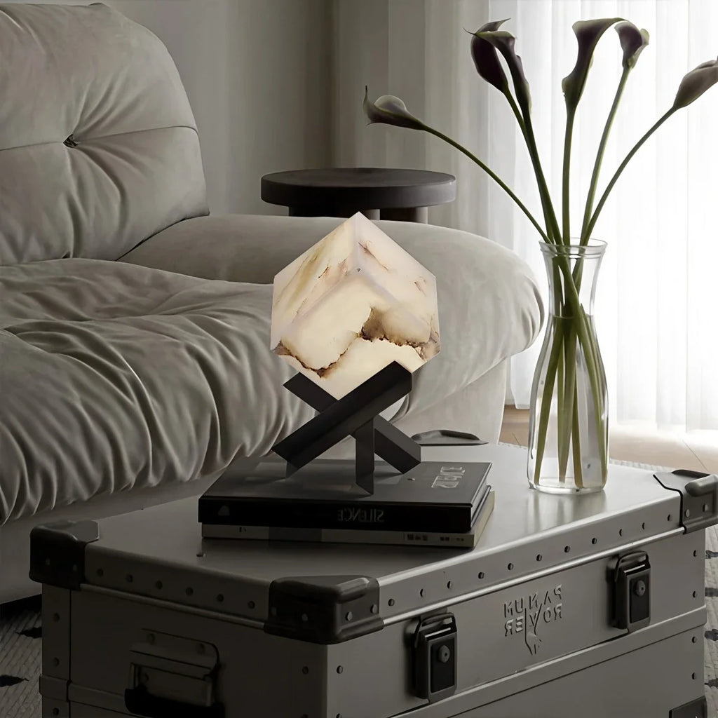 Light Luxury Study Square Spanish Alabaster Table Lamp