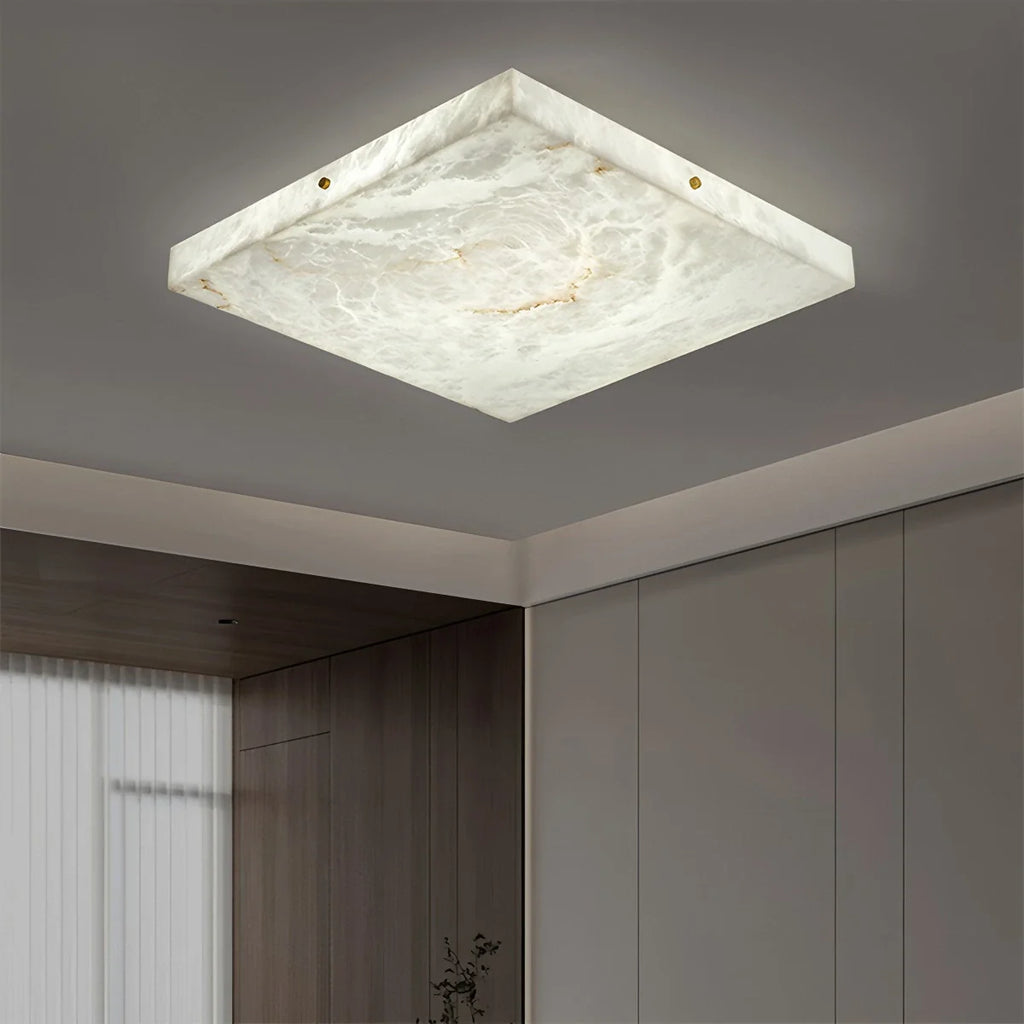 Haown Minimalism Ultra Thin Square Spanish Alabaster Ceiling Light