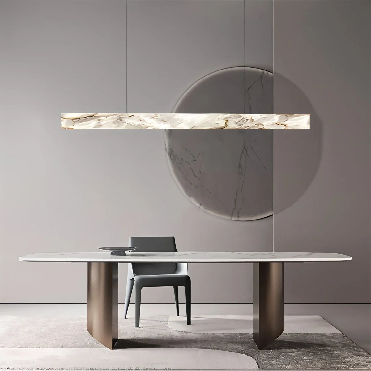 Haown Minimalist Linear Spanish Alabaster Pendant Light