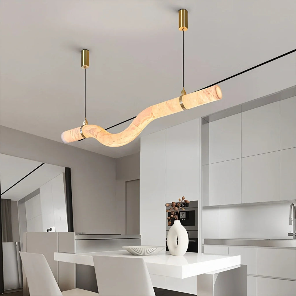 Haown Minimalist Linear Spanish Alabaster Pendant Light