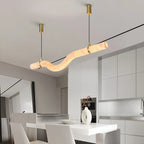 Haown Minimalist Linear Spanish Alabaster Pendant Light