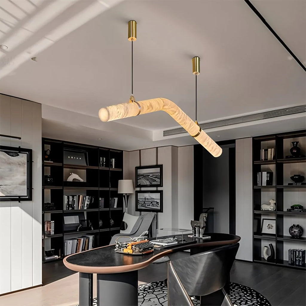 Haown Minimalist Linear Spanish Alabaster Pendant Light