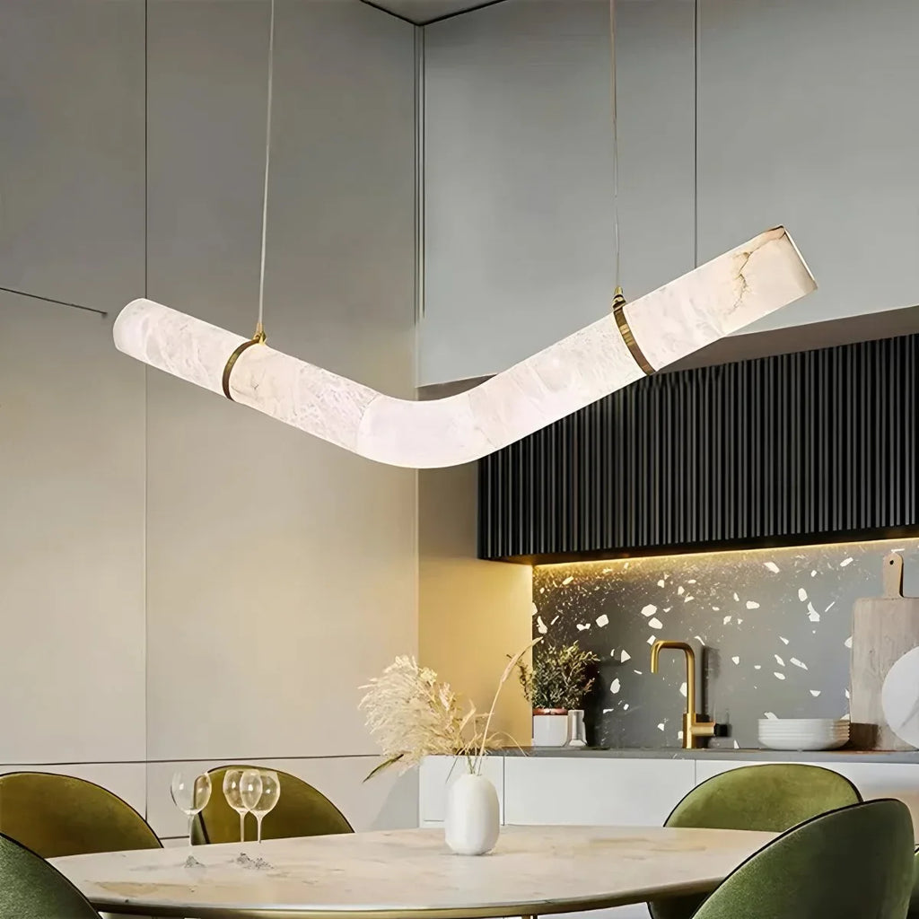 Haown Minimalist Linear Spanish Alabaster Pendant Light