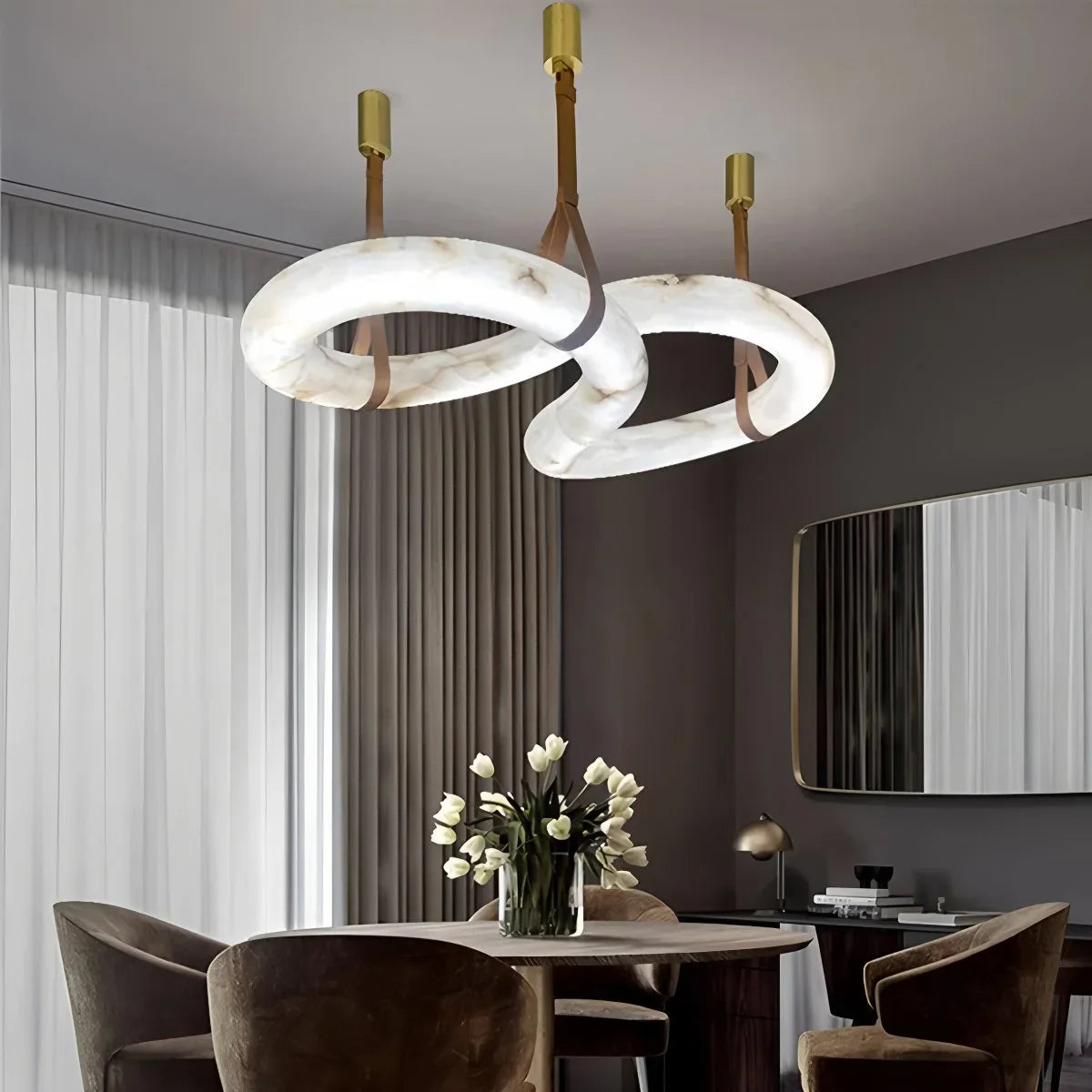 Haown Minimalist Linear Spanish Alabaster Pendant Light