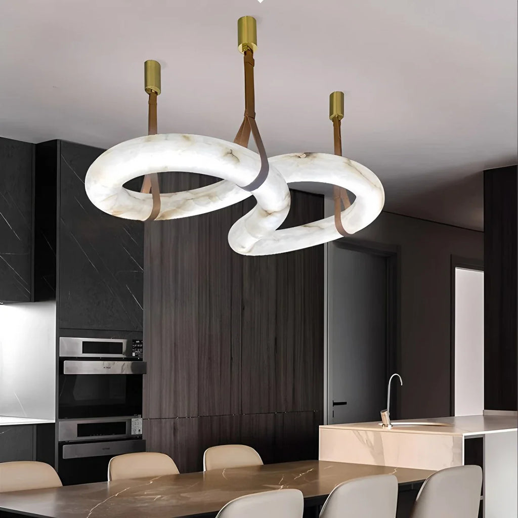 Haown Minimalist Linear Spanish Alabaster Pendant Light