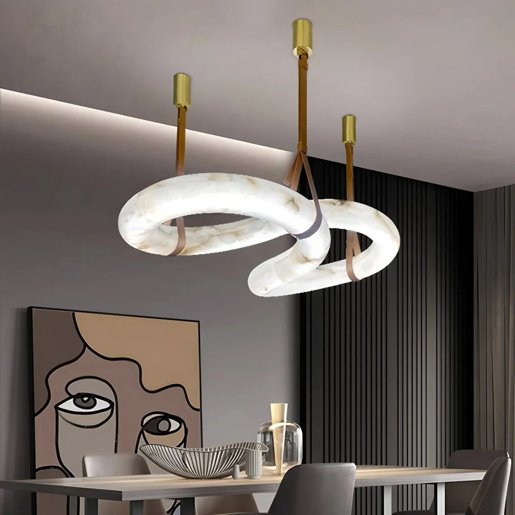 Haown Minimalist Linear Spanish Alabaster Pendant Light