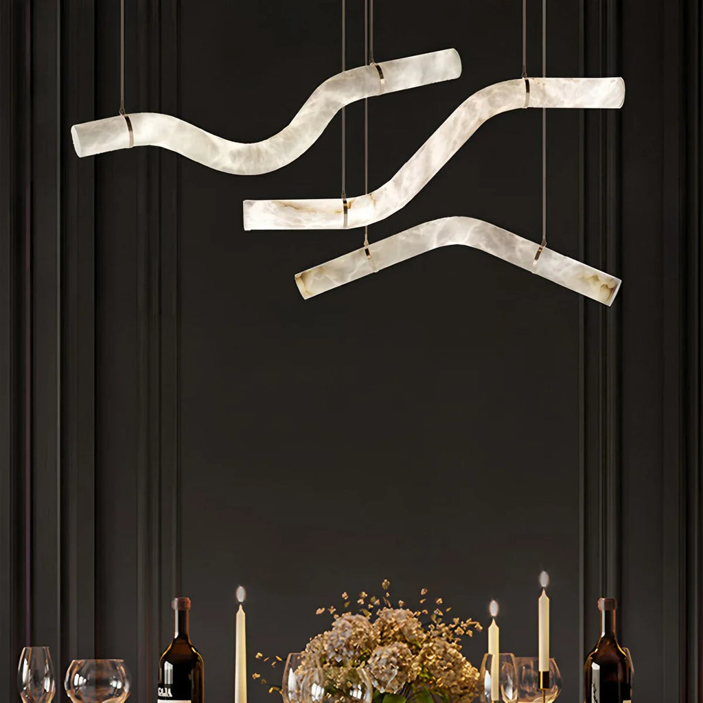 Haown Minimalist Linear Spanish Alabaster Pendant Light