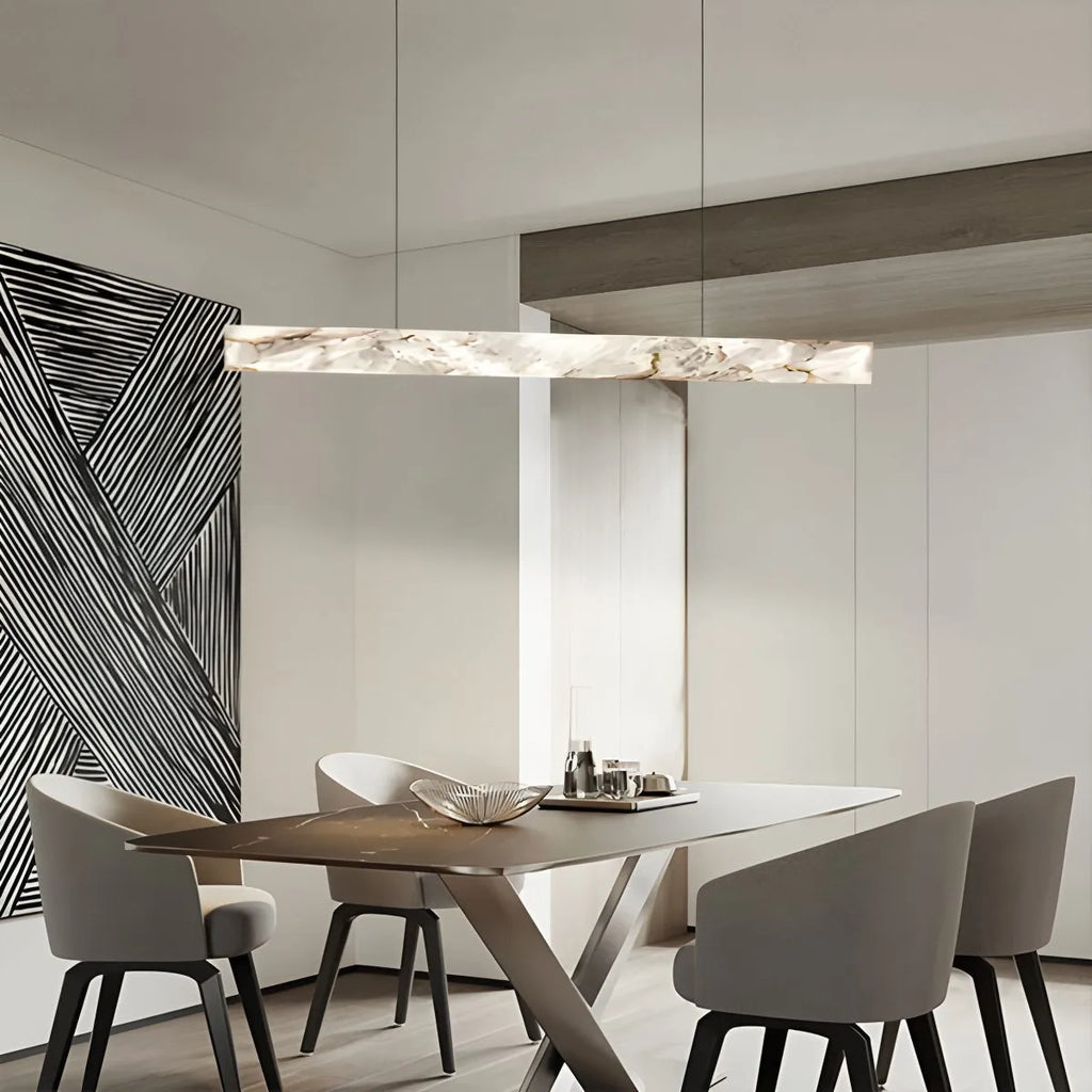 Haown Minimalist Linear Spanish Alabaster Pendant Light