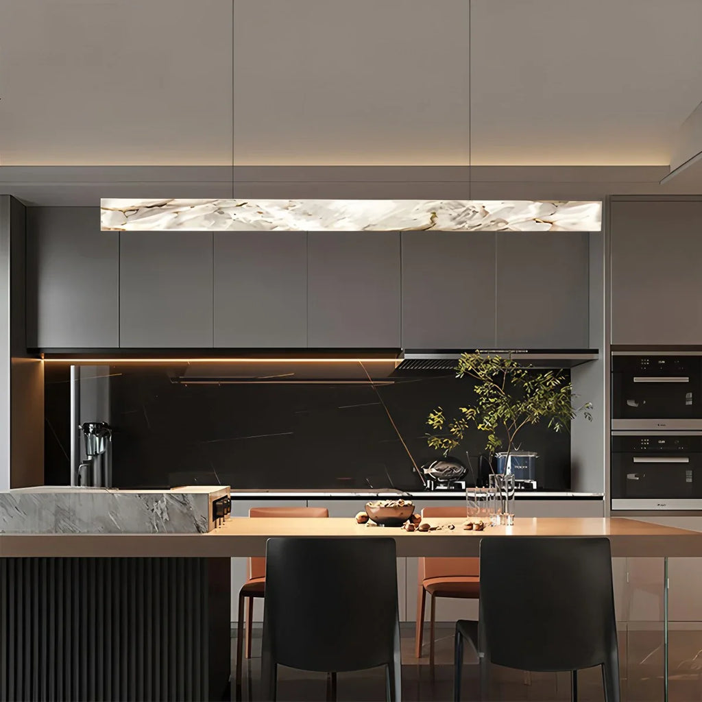 Haown Minimalist Linear Spanish Alabaster Pendant Light