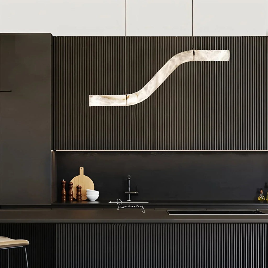 Haown Minimalist Linear Spanish Alabaster Pendant Light