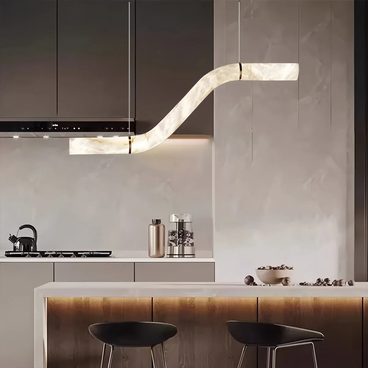 Haown Minimalist Linear Spanish Alabaster Pendant Light