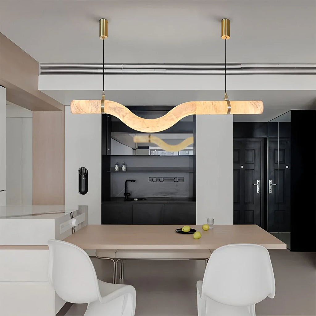 Haown Minimalist Linear Spanish Alabaster Pendant Light