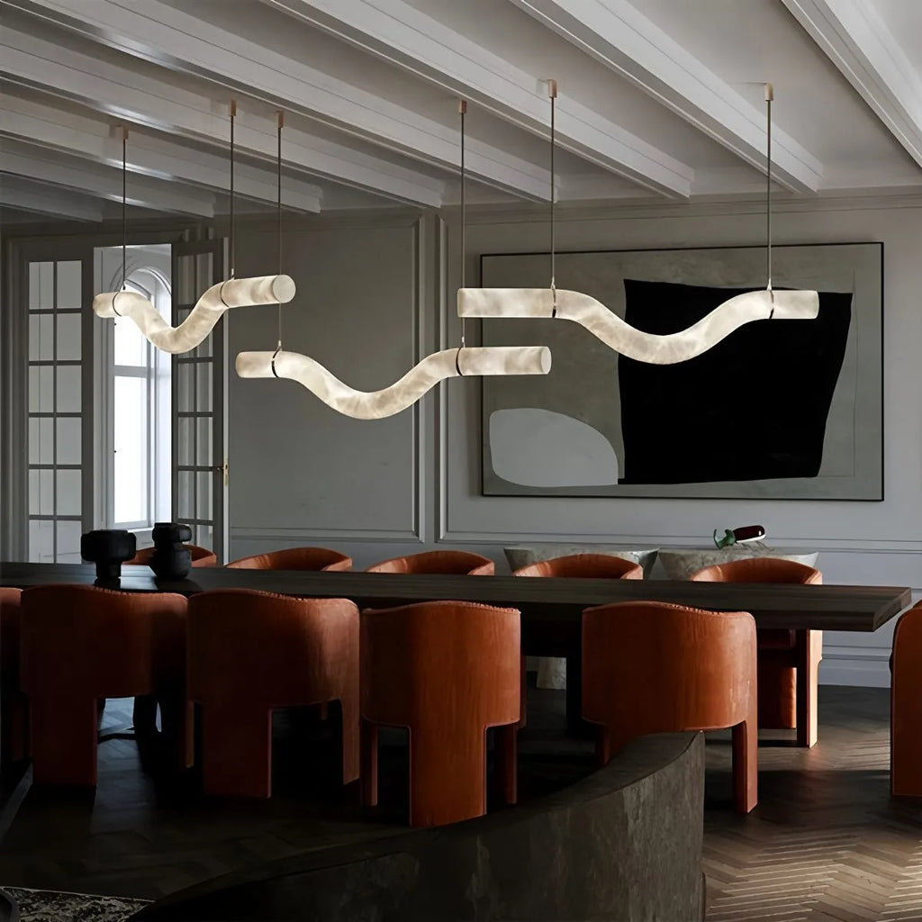 Haown Minimalist Linear Spanish Alabaster Pendant Light