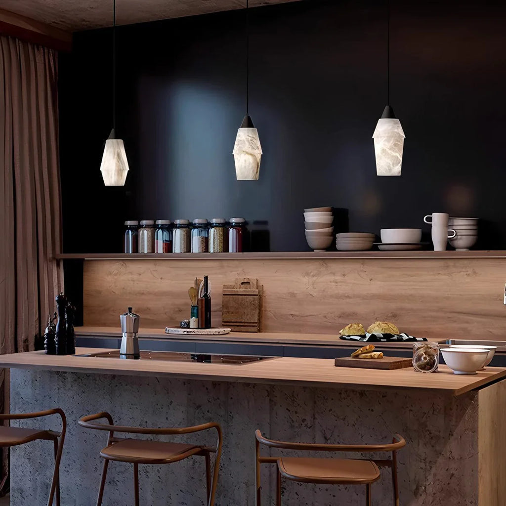 Natural Spanish Alabaster Pendant Light for Kitchen Island