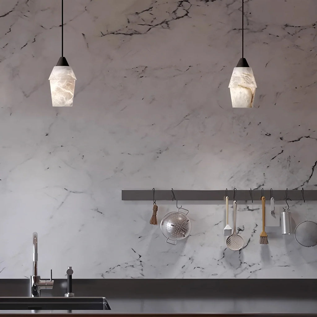 Natural Spanish Alabaster Pendant Light for Kitchen Island