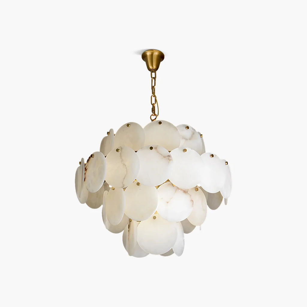Modern Round Shell Spanish Alabaster Chandelier