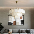 Haown Modern Round Shell Spanish Alabaster Chandelier