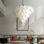 Haown Modern Round Shell Spanish Alabaster Chandelier