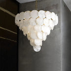 Haown Modern Round Shell Spanish Alabaster Chandelier