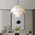 Haown Modern Round Shell Spanish Alabaster Chandelier