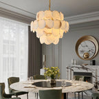 Haown Modern Round Shell Spanish Alabaster Chandelier