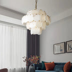 Haown Modern Round Shell Spanish Alabaster Chandelier