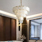 Haown Modern Round Shell Spanish Alabaster Chandelier