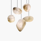 Modern Pebble Shaped Spanish Alabaster Pendant Light