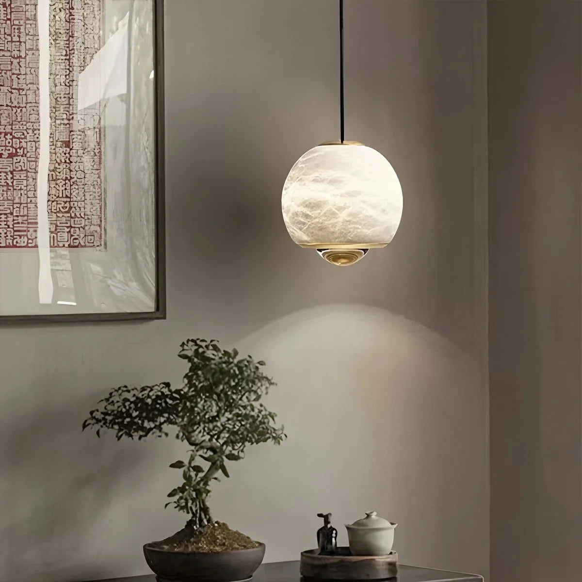 Modern Adjustable Spanish Alabaster Pendant Light