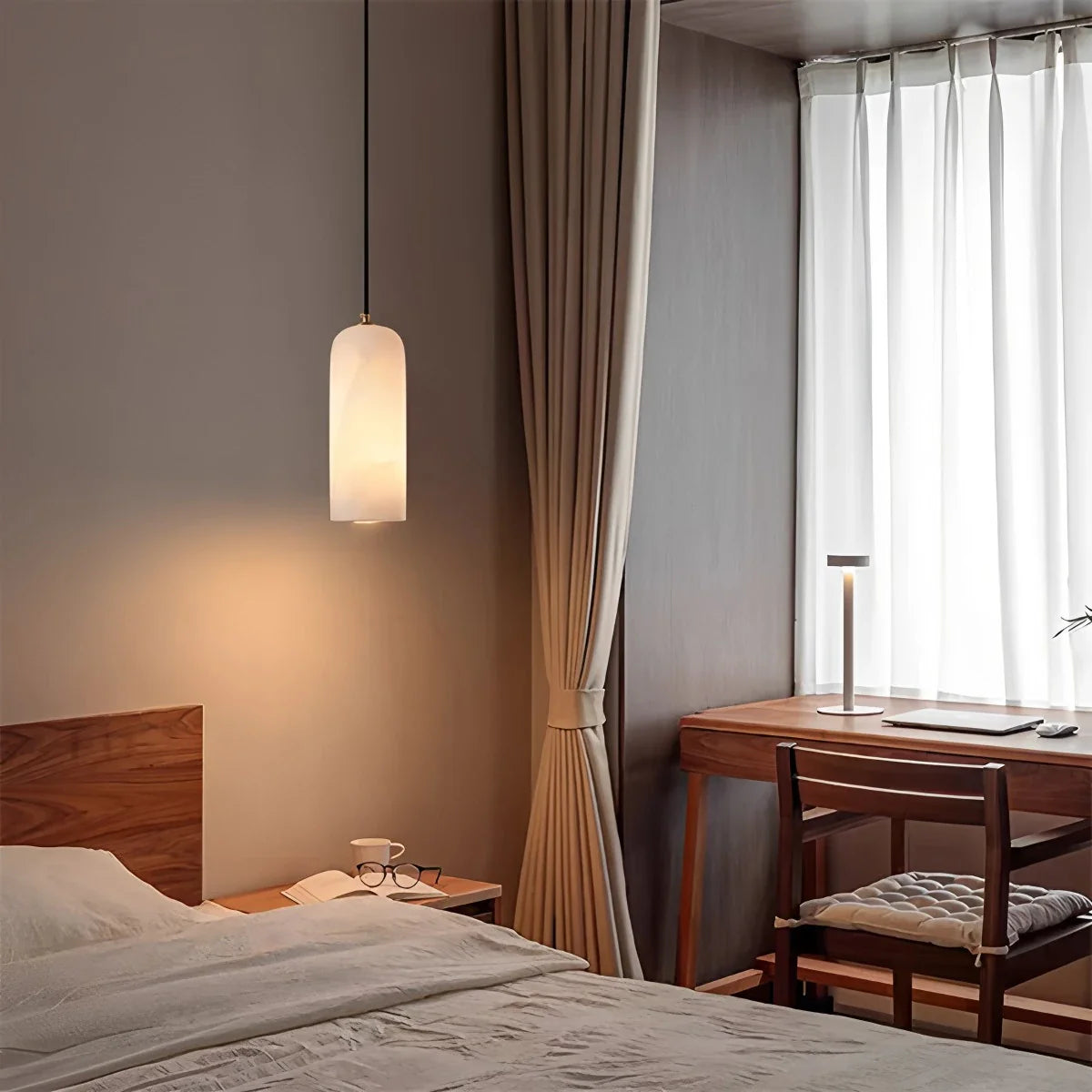 Modern All Copper Spanish Alabaster Pendant Light