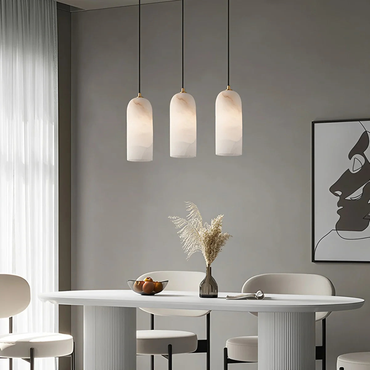 Modern All Copper Spanish Alabaster Pendant Light