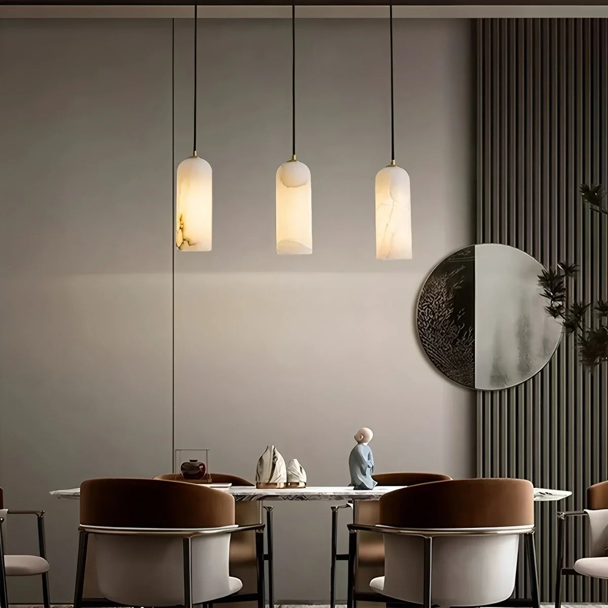Modern All Copper Spanish Alabaster Pendant Light