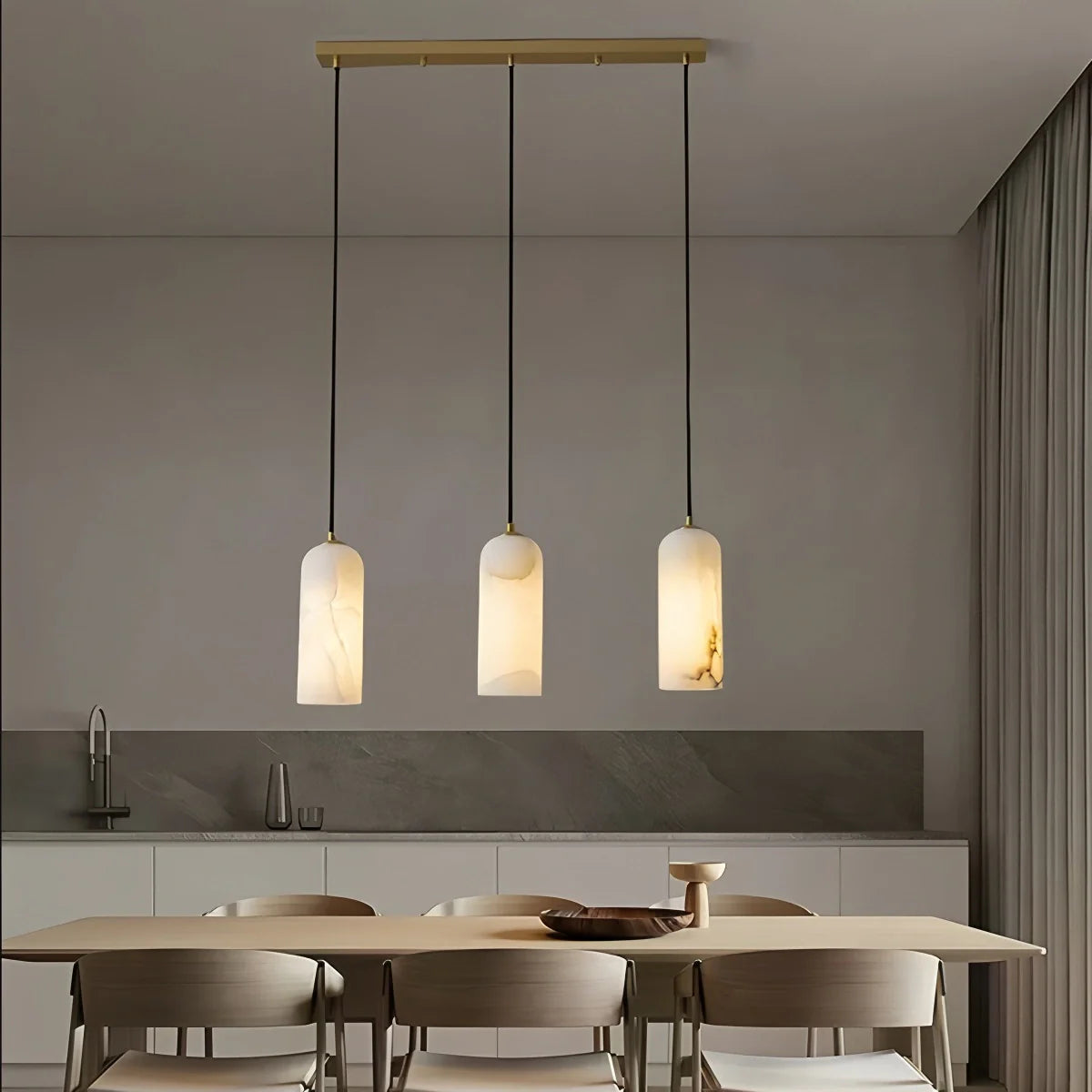 Modern All Copper Spanish Alabaster Pendant Light