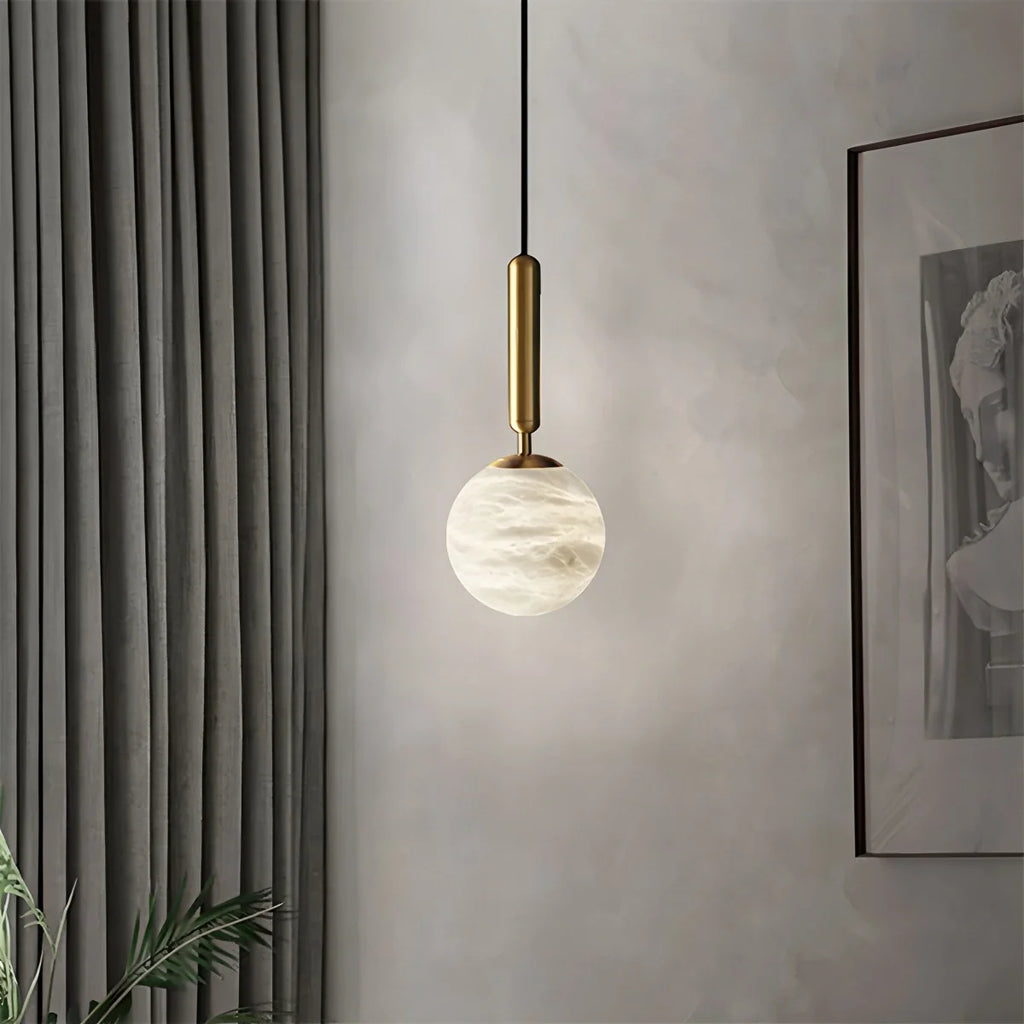 Modern Globe Spanish Alabaster Pendant Light