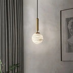 Modern Globe Spanish Alabaster Pendant Light