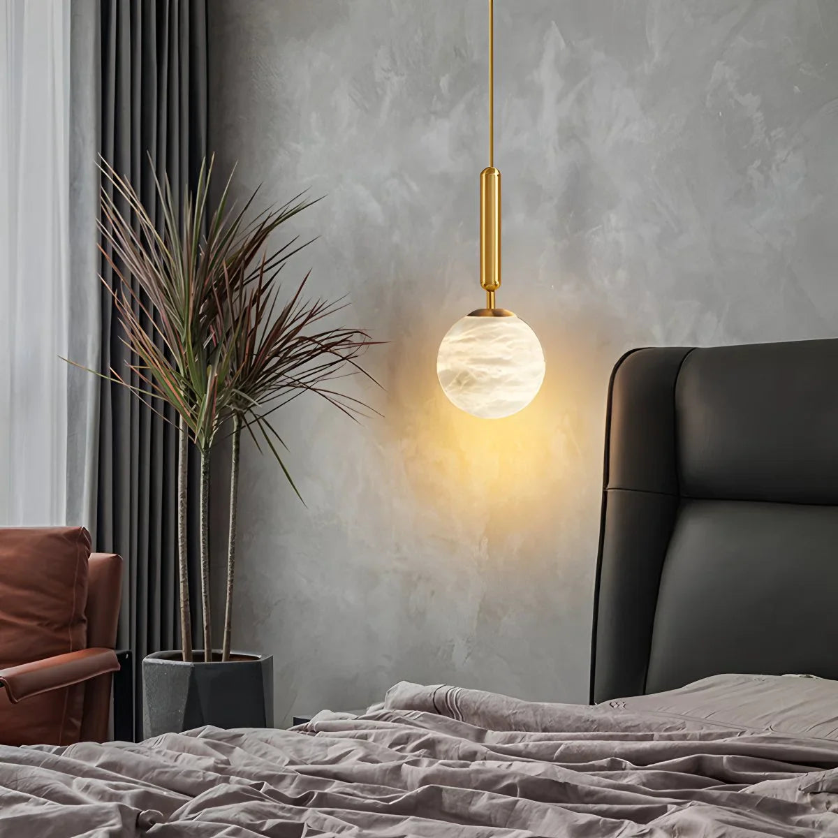 Modern Globe Spanish Alabaster Pendant Light