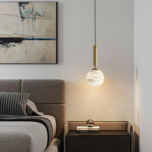 Modern Globe Spanish Alabaster Pendant Light
