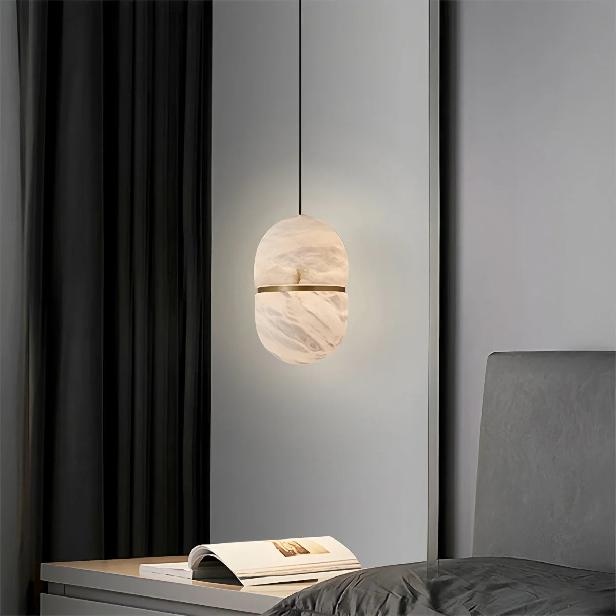 Haown Modern Luxury Oval Spanish Alabaster Pendant Light