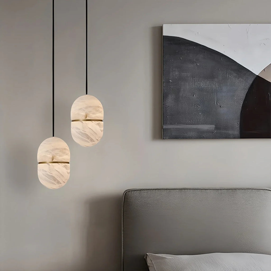 Haown Modern Luxury Oval Spanish Alabaster Pendant Light