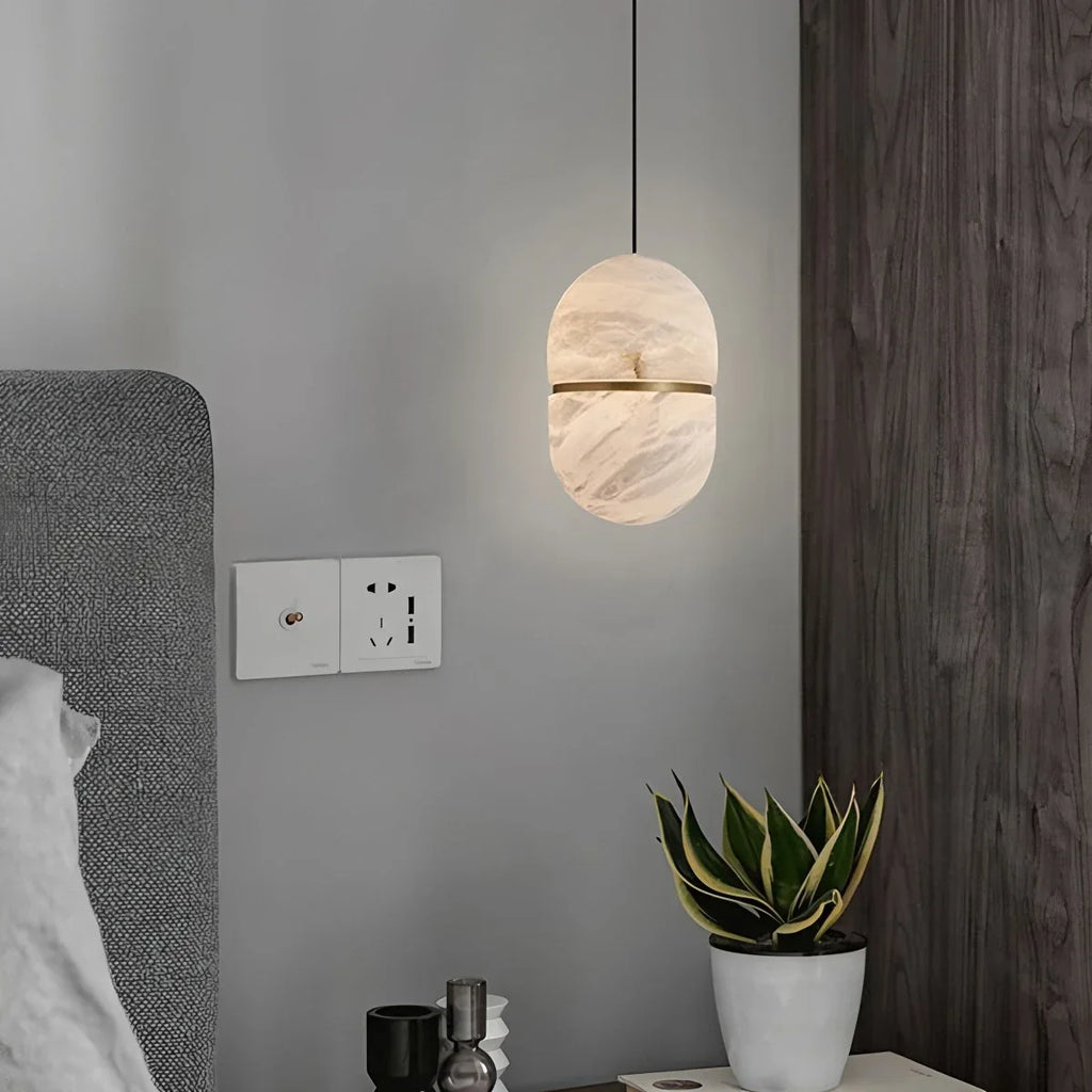 Haown Modern Luxury Oval Spanish Alabaster Pendant Light